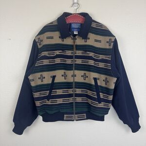 Vintage Pendleton High Grade Western Wear Wool Blanket Bomber Jacket Rodeo XL